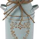 Vintage Galvanized Milk Can, Farmhouse Decorative Flower Vase, Rustic Shabby Chic Vase with Handle for Home Office Decor 7.5"