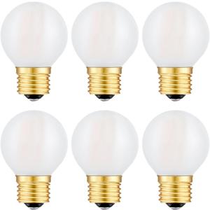 LED Light Bulbs 40 Watt Equivalent E26 LED Bulb 4W Dimmable Frosted Globe Light Bulbs, 2700K Warm White G16.5 Light Bulb, 6 Pack