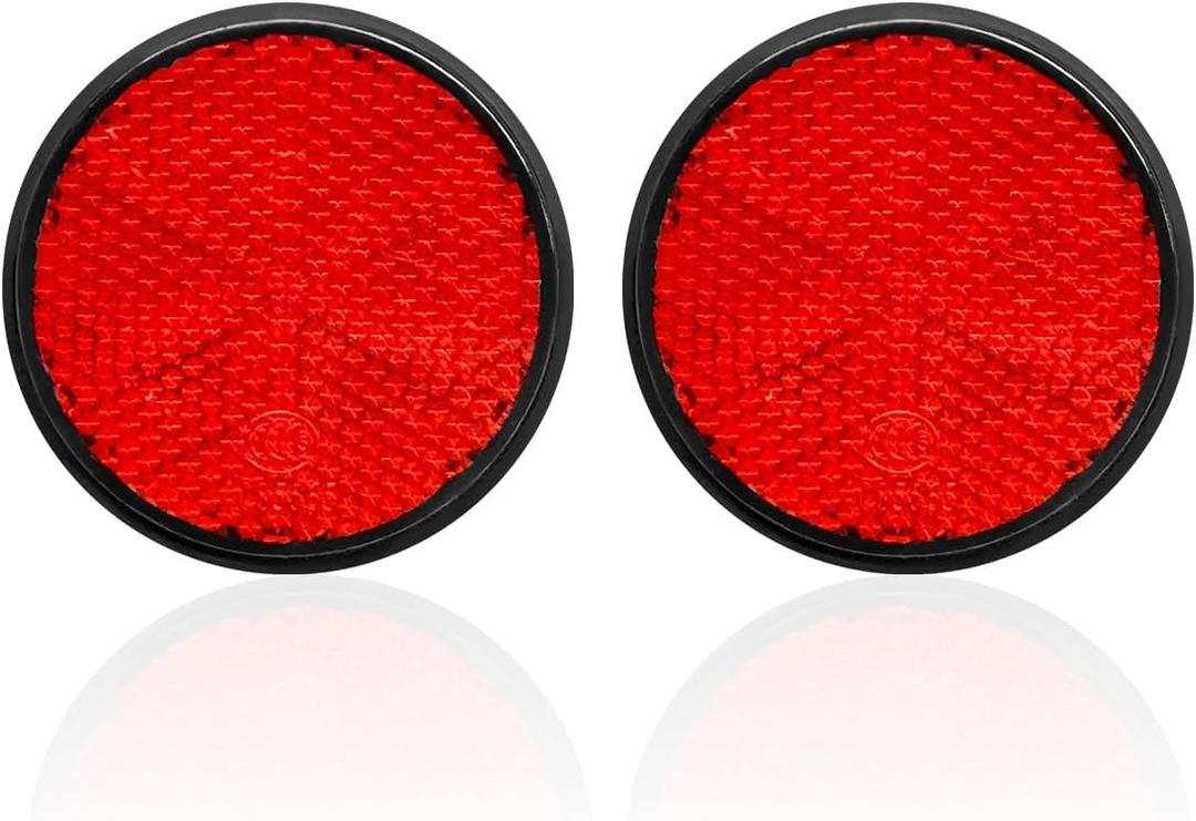 2 PCS Motorcycle Reflectors, M6 x 1.0 Screw Mounted Plastic Safety Warning Reflector, Universal Rear Safety Reflectors for Scooters Bicycles, Motorcycle Accessories (Round, Red)