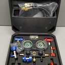 Wayona R1234yf R134a AC Manifold Gauge Set with Glow Dial, 3 Way HVAC Gauge Kit with Memory Couplers and Can Taps, Automotive Freon Charging and Evacuation Tool