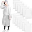 12 Pack Rain Ponchos for Adults, Reusable Raincoat with Drawstring Hood, Portable EVA Rain Jackets for Women Men, Waterproof Long Rain Cape, Emergency Poncho for Travel Camping Hiking Outdoor