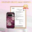 Hocase for Google Pixel 9 Pro XL Case, Shockproof Heavy Duty Protection Hard Plastic+Silicone Rubber Bumper Hybrid Protective Case for Google Pixel 9 Pro XL 6.8" 2024 - Royal Purple Flowers