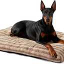 FURTIME Washable XXL Dog Bed for Extra Large Dogs, Giant Dog Crate Beds | Comfy Fluffy Kennel Pad Anti-Slip Pet Sleeping Mat, Machine Washable Dogs Pillow, 47"x29"x4", Brown