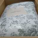 Laura Ashley - Twin Comforter Set, Cotton Floral Bedding with Matching Sham & Bonus Decorative Pillow Covers, Oeko-Tex Certified, Dorm Essentials (Toile Delight Green)