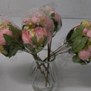 JARELING Artificial Peonies Silk Flowers Bouquet in Glass Vase Faux Flowers Bouquets Modern Penoy Arrangement for Home Decoration Table Centerpiece (Pink)