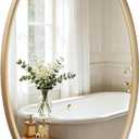 USHOWER Brushed Gold Oval Bathroom Mirror, 24x36 Inch Oval Mirror
Vanity Wall Mirror, Wide Inner-Curved Aluminum Framed, HD Tempered Glass, Moisture & Rust Resistant, for Bedroom, Entryway