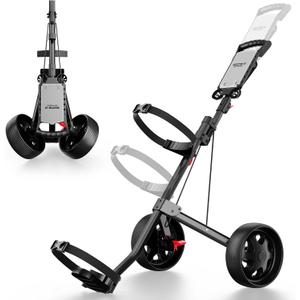 Adjustable 2-Wheel Golf Pull Cart Junior Golf Push Cart for Ages 3 to Adult, Adjustable Upper Bracket & Handle Height