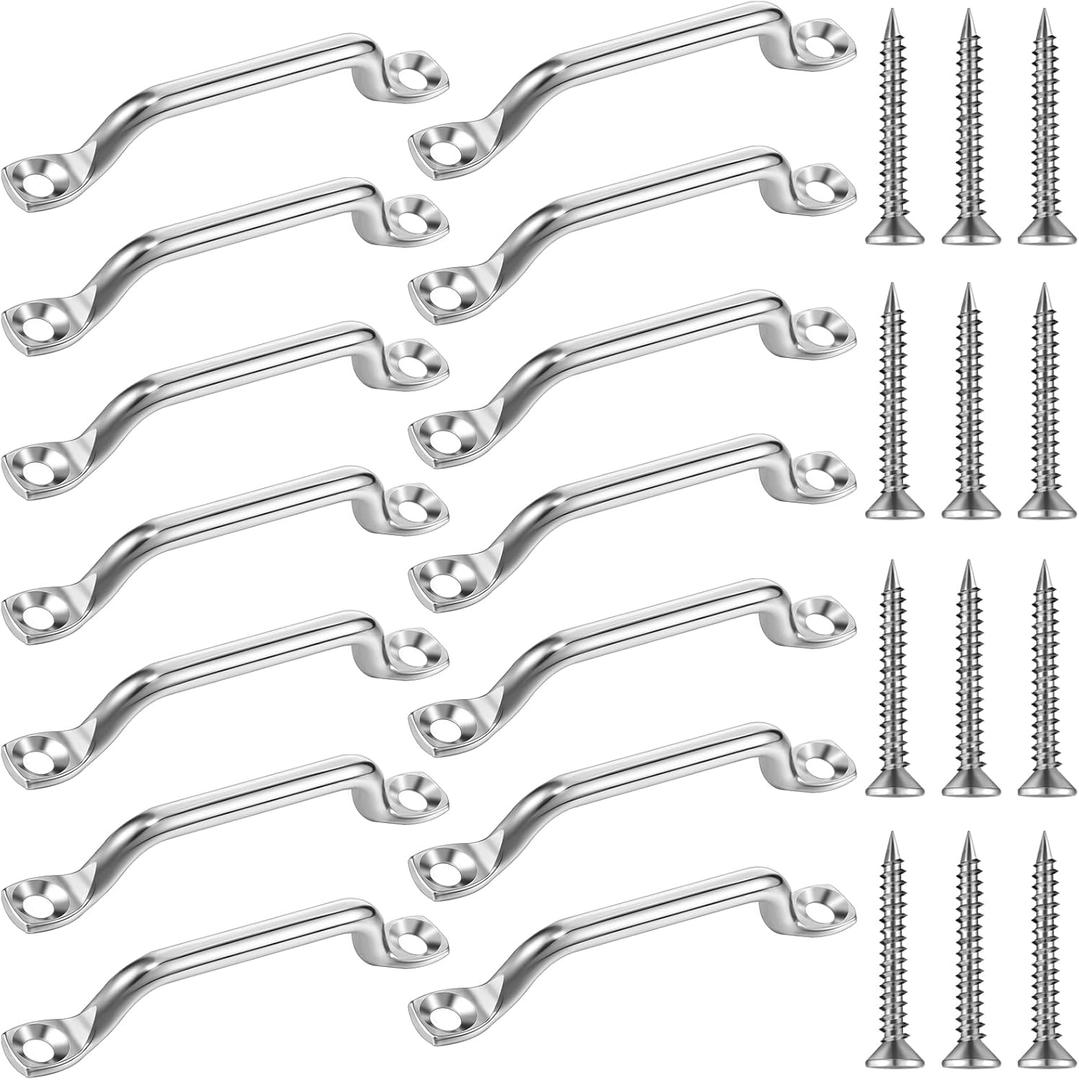 Therwen 20 Pcs Bimini Top Strap Footman Loop Pad Eye 316 Stainless Steel Footman's Loop with 40 Pcs Flat Head Tapping Screws for Kayak, Boat, Hanging Shade Sails, Canoe Rigging