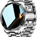 Men Smart Watch for Android iOS, Bluetooth Calls Voice Chat with Heart Rate/Sleep Monitor Fitness Tracker, 1.3" Full Touch Screen IP67 Waterproof Stainless Steel Activity Tracker for Men