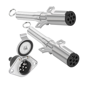 7 Way Trailer Plugs and Socket Set for Semi Truck, 2PCS 7-Pin Trailer Connector, Heavy Duty Die Cast Plug and Socket Assembly, 7 Way Adapter for Semi Truck Tractor Trailer