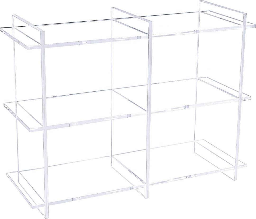 Sumerflos 3-Tier Acrylic Tabletop Display Shelf, Modern Clear Display Stand, Sturdy Storage Shelves for Toy, Makeup, Perfume, Spice