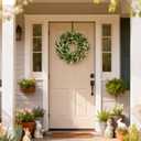 Green Eucalyptus Wreaths for Front Door 22 inch Spring Summer Wreath with Eucalyptus Leaves,Olives Leaves,Berry for Indoor Outdoor Farmhouse Home Porch Wall Window Festival Wedding Decor All Season