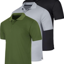 Real Essentials 3 Pack: Men's Quick-Dry Short Sleeve Athletic Performance Polo Shirt Size S