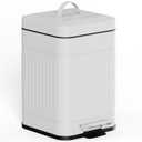 CEROELDA Small Trash Can with Lid-5L/1.3 Gal,Stainless Steel Outdoor Dog Poop Garbage Can-Farmhouse Retro Metal Waste Bin w/Step Pedal for Bathroom Bedroom Office-Soft Close-White