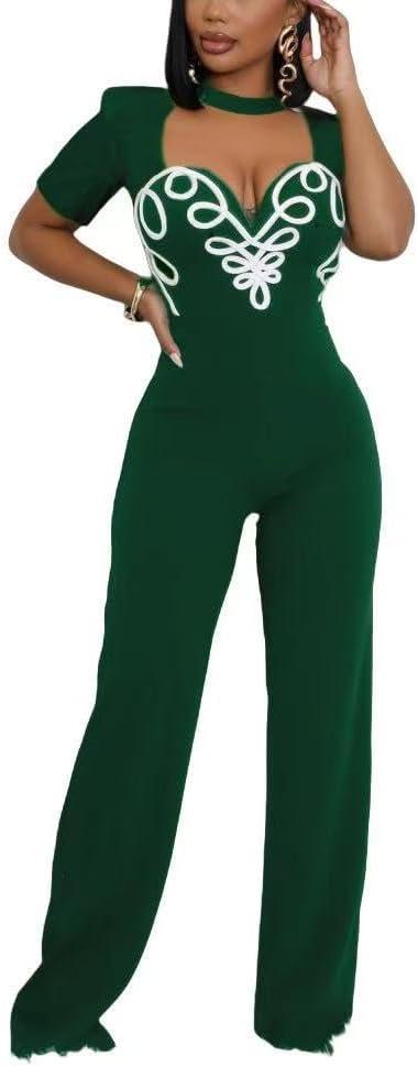 Sunlips Elegant jumpsuits,fashionable,sexy,high waisted,wide leg pants,club business party,casual for work wide leg pants (Medium, Green/4485)