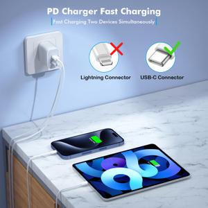 iPhone 15 Charger,Apple Charger Fast Charging,2Pack Dual Port Power Delivery Apple Charging Block,2Pack USB C to C iPhone 16 Charge Cable,USB C Charge for iPhone 16/15 Pro/iPad Pro/iPad Air/Mini