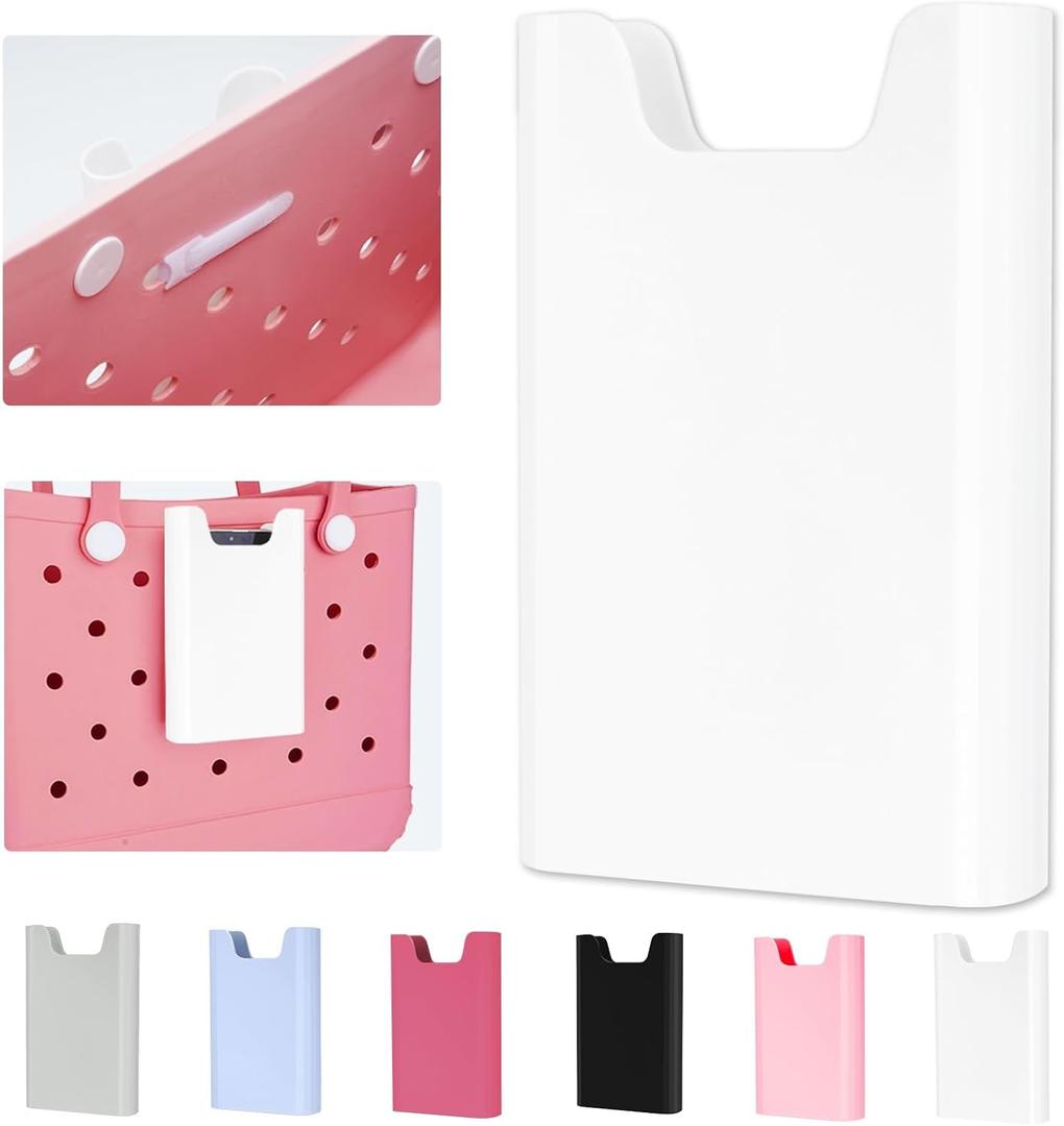 2 x Silicone Phone Holder for Bogg Bags, Attachment for Beach Bags, Phone Holder for Bogg & Similar Beach Bags, Compatible with Most Mobile Phones, White