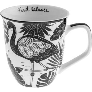 Karma Gifts 14 oz Black and White Boho Mug Flamingo - Cute Coffee and Tea Mug - Ceramic Coffee Mugs for Women and Men