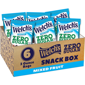 Welch's Zero Sugar Fruity Bites, Mixed Fruit Snack Box, Gluten Free & Sugar Free Snacks, 3oz Snack Packs (Pack of 6) BBD 04/10/2026