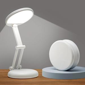 Battery Battery Operated Cordless Rechargeable Lamp - 3600mAh 10 Brightness Wireless LED Desk Table Lamp, Small Mini Portable Battery Powered Light for Home Office, Reading, Nail Light (White)