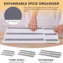CiWiVOKi 3 Tier Expandable Spice Rack Organizer, Plastic Spice Rack, Adjustable Length 14.6In-25.8In, Non-Skid Tiered Spice Shelf Organizer for Kitchen Cabinet, Cupboard, Pantry, White/Grey