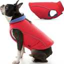 Gooby Sports Vest Dog Jacket - Red, Medium - Reflective Dog Vest with D Ring Leash Warm Fleece Lined Hook and Loop Closure for Small to Medium Dogs, Medium chest (~16.5")
