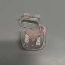 Compatible with Airpods Case Kawaii Star, Cute Case with Love Heart Keychain for Women Girls Clear Thin Soft Silicone Kawaii Cartoon Protective Cover for Airpods 2nd/1st Generation Case