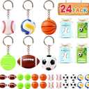 24 Pack Party Favors Gifts for Kids - Funny Keychains with Valentine Gifts Cards for Boys, Girls, Toddlers, Friends, Classroom School Exchange Party Favors (24)