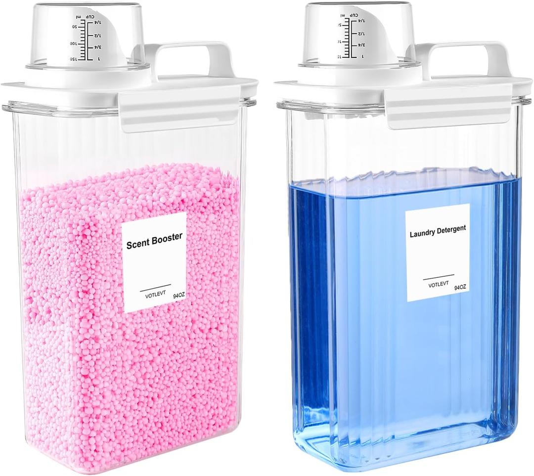 94 OZ Laundry Detergent Dispenser, Laundry Soap Dispenser, Fabric Softener Dispenser, Liquid Laundry Detergent Container, Laundry Room Organization and Storage, 2 Pack