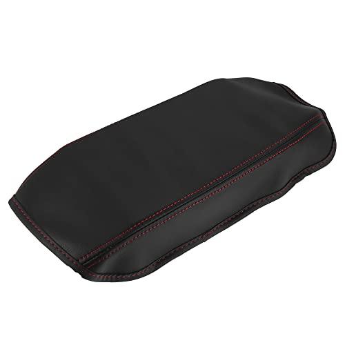 X AUTOHAUX Microfiber Leather Auto Armrest Protective Cover Pad for Honda Civic 2006 2007 2008 2009 2010 2011 Black Leather with Red Stitching