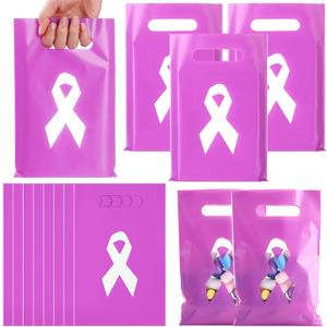 4 x Fuutreo 100 Pcs Purple Ribbon Awareness Plastic Treat Bags Bulk Crohn's Warrior Awareness Gift Bags for Items Goody Candy Domestic Violence Overdose Pancreatic Cancer Alzheimer's Disease Decor