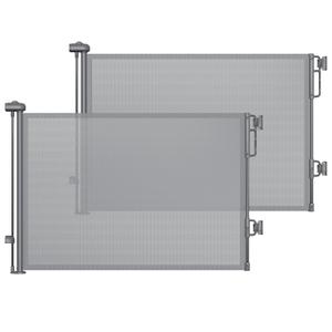 Cumbor 2-Pack Retractable Baby Gates for Stairs, 55" Wide Soft Mesh Pet Gate for Dogs with One Hand Opening, 34" Tall Toddler Gate with Top Lock for Bedroom, Doorways, Indoor/Outdoor, Gray