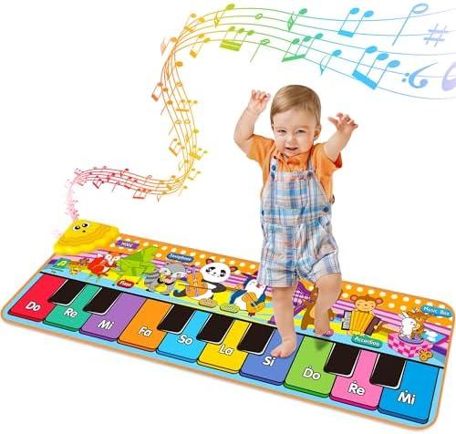 Kids Musical Piano Mats with 25 Music Sounds, Musical Toys Baby Floor Piano Keyboard Mat Carpet Animal Blanket Touch Playmat Early Education Toys for 1 2 3 4 5 6+ Years Old Girls Boys Toddlers