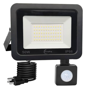 HANNANHONG LED Motion Sensor Flood Light, Slim Design, Plug in,1.5m Cable, IP66 Waterproof (50W)