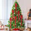 12 Pcs Large Velvet Christmas Bow 23.6x15.7 Inch Christmas Staircase Wreath Bows Rustic Crafts Gift Ribbon Bows Vintage Christmas Tree Topper Bows for Xmas Indoor Outdoor Decorations, Red