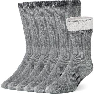 COZIA Merino Wool Socks for Men & Women Casual Warm Winter Cozy Thermal Socks (Medium-Large, E34-charcoal (3 Pairs))