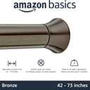 Amazon Basics No Drill Shower Curtain Tension Rod, Adjustable Length, 42-73", Bronze, Lightweight Metal