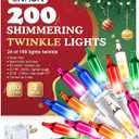 Enhon 2 Pack Twinkle Christmas Lights, Total 50.4FT 48 of 200 Bulbs Twinkle, Waterproof Connectable Random Shimmering Christmas Light, Connect up to 5 Set for Xmas Tree Decor(Multi-Color,White Wire)