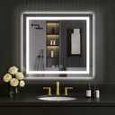LOAAO 30"X30" LED Mirror for Bathroom, Lighted Bathroom Mirror with Lights, Anti-Fog, Dimmable, Memory Function, Clear Reflection