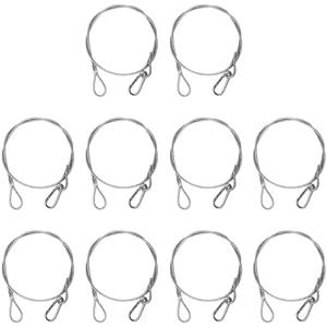 10 Pack Stage Lights Safety Cables, Stainless Steel Security Cable for Stage DJ Party Lights, Thickened 5/32" Diameter Wire Ropes with Loops and Carabiner for Luggage Garage, 33 inch Length