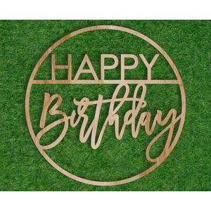 Wooden Happy Birthday Sign for Backdrop, Circle Vintage Rustic Happy Birthday Letter Sign for Balloon Arch Backdrop Baby Shower Decorations
