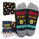 HAPPYPOP Birthday Socks Gift Set - Fun Socks for 8 Year Old Boys and Girls with Greeting Card and Gift Box - Child Birthday Present Idea