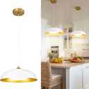 kudos LED Pendant Light Fixtures, Modern White and Gold Pendant Lights, 15 Inch Large Hanging Light Fixtures for Kitchen Island, Dining Room, Living Room, Bedroom, 5CCT Adjustable, KDPL02-WT