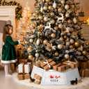 Weysat 30" Wooden Tree Collar Box Christmas Tree Skirt Collar Christmas Decoration Farmhouse Xmas Stand Cover Natural Wood Rustic Hexagon Xmas Base Cover 6-Piece Fit Below 29.5"(White Rustic)