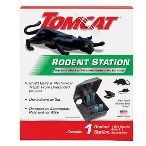 Tomcat Rodent Station, Includes 1 Rodent Station with 4 Bait Securing Rods and 1 Security Key - Fits Rat or Mouse-Sized Traps (Baits & Traps Sold Separately) - Use Indoors or Outdoors
