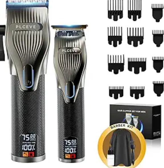 Hair Clipper for Men, Professional Electric Hair Cutting & Trimmers Set with 7500RPM Powerful Motor & LCD Display, Mens Cordless Hair Grooming Kit Barbers Haircut, Gift for Birthday Christmas