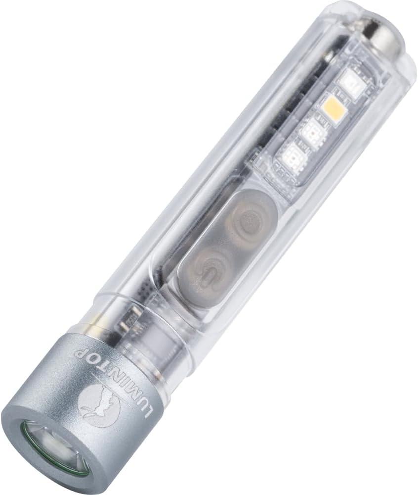 LUMINTOP Black CAT Mini EDC Flashlight 400 Lumens Rechargeable with UV Light Warm White Side Light Magnetic Tail for Camping Hiking