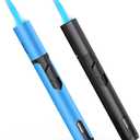 Torch Lighters 2 Pack Windproof Adjustable Jet Flame Butane Lighter, Refillable Gas Torch Lighter for Candles Grill BBQ Fireplaces Camping (Butane Not Included) (Blue/Black)