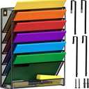 7-Tier Wall Hanging File Organizer Cubicle Hanging Organizer Mount File Holder, Mesh Magazine Document Mail Organizer Wall Organizer for Office School Home, Black