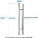 TOGU 1200mm / 48 inches Offset Push Pull Door Handle, 304 Stainless Steel Round Bar/Ladder Style/Double-Sided Door Pull, Brushed Stainless Steel Finish